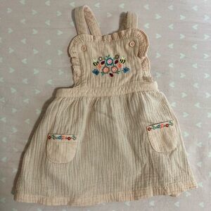 Baby Boden Pink Pinafore with Embroidered Flowers